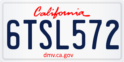 CA license plate 6TSL572