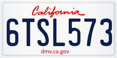 CA license plate 6TSL573