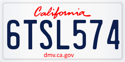CA license plate 6TSL574