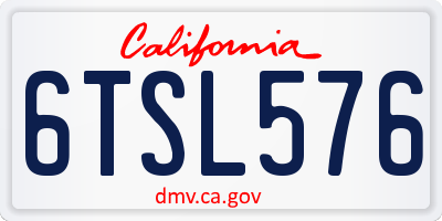 CA license plate 6TSL576
