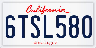 CA license plate 6TSL580