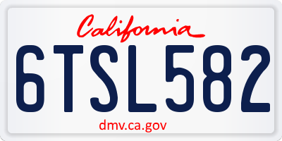 CA license plate 6TSL582