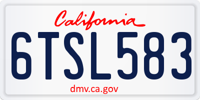 CA license plate 6TSL583