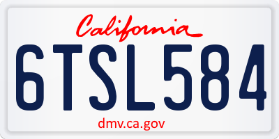 CA license plate 6TSL584