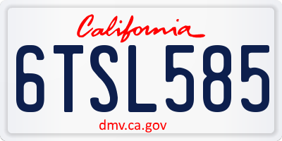 CA license plate 6TSL585