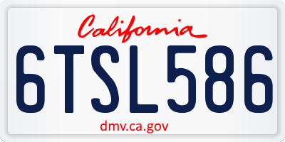 CA license plate 6TSL586