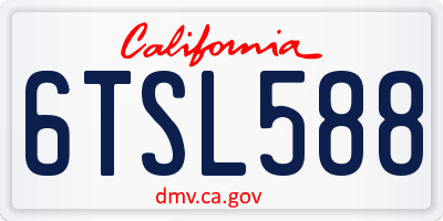 CA license plate 6TSL588