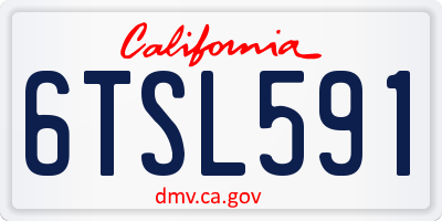 CA license plate 6TSL591