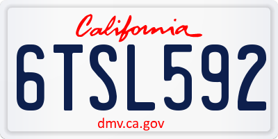 CA license plate 6TSL592