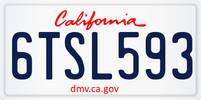 CA license plate 6TSL593