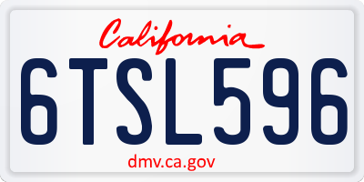 CA license plate 6TSL596