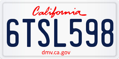 CA license plate 6TSL598