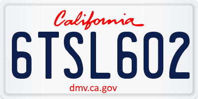 CA license plate 6TSL602