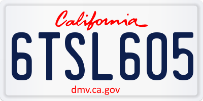 CA license plate 6TSL605