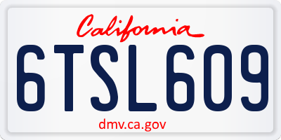CA license plate 6TSL609