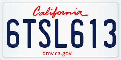 CA license plate 6TSL613