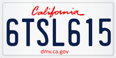 CA license plate 6TSL615