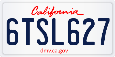 CA license plate 6TSL627