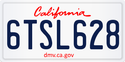 CA license plate 6TSL628