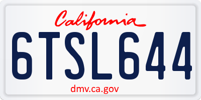 CA license plate 6TSL644