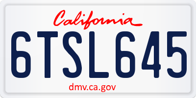 CA license plate 6TSL645