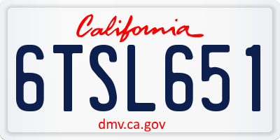 CA license plate 6TSL651