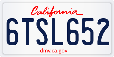 CA license plate 6TSL652