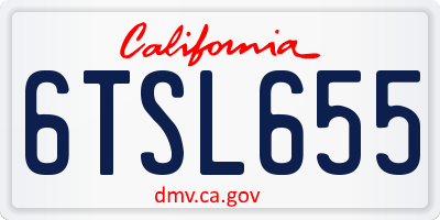 CA license plate 6TSL655