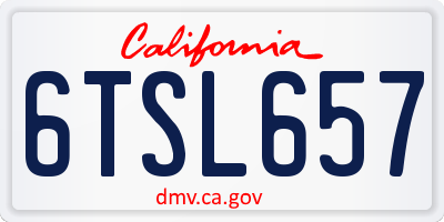 CA license plate 6TSL657