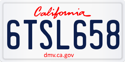 CA license plate 6TSL658