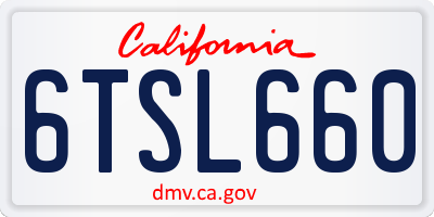 CA license plate 6TSL660