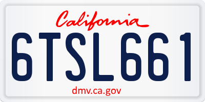 CA license plate 6TSL661