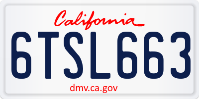 CA license plate 6TSL663