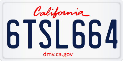 CA license plate 6TSL664