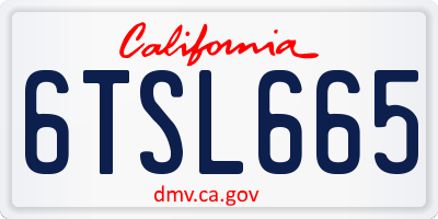 CA license plate 6TSL665