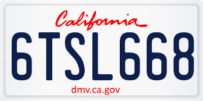 CA license plate 6TSL668