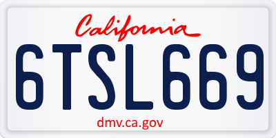 CA license plate 6TSL669