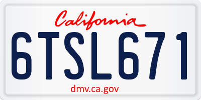 CA license plate 6TSL671