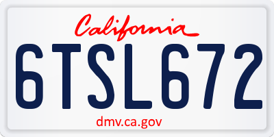 CA license plate 6TSL672