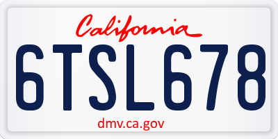 CA license plate 6TSL678