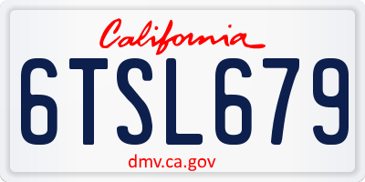CA license plate 6TSL679