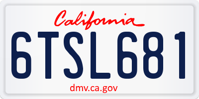 CA license plate 6TSL681