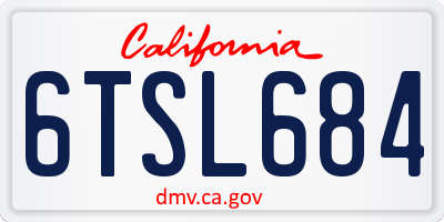 CA license plate 6TSL684