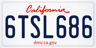 CA license plate 6TSL686