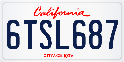 CA license plate 6TSL687