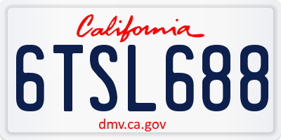 CA license plate 6TSL688
