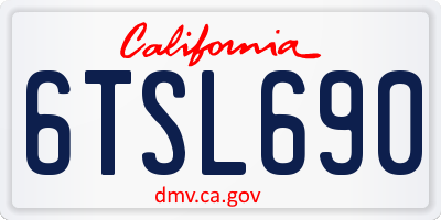CA license plate 6TSL690