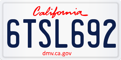 CA license plate 6TSL692