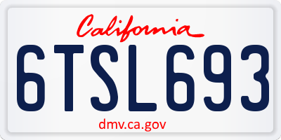 CA license plate 6TSL693