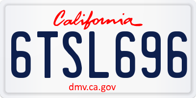 CA license plate 6TSL696